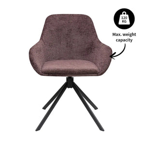 Drehstuhl – Texture Stoff, 360° Drehfunktion, Lila Farbe - Jule | Kick Collection