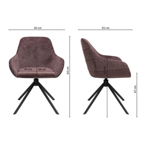 Drehstuhl – Texture Stoff, 360° Drehfunktion, Lila Farbe - Jule | Kick Collection