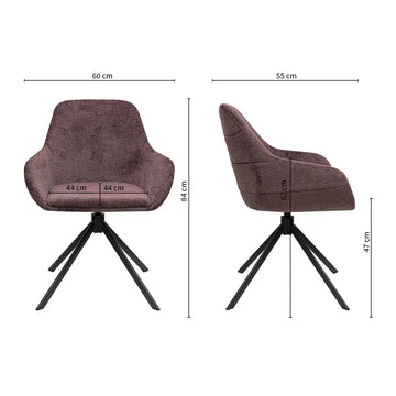 Drehstuhl – Texture Stoff, 360° Drehfunktion, Lila Farbe - Jule | Kick Collection