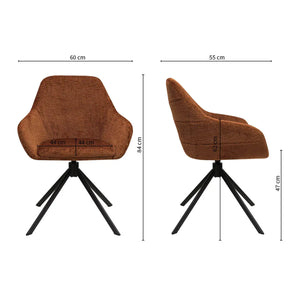 Drehstuhl – Texture Stoff, 360° Drehfunktion, Terra Farbe - Jule | Kick Collection