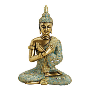 Dekofigur – Goldenes Poly, Sitzender Buddha | Wurm