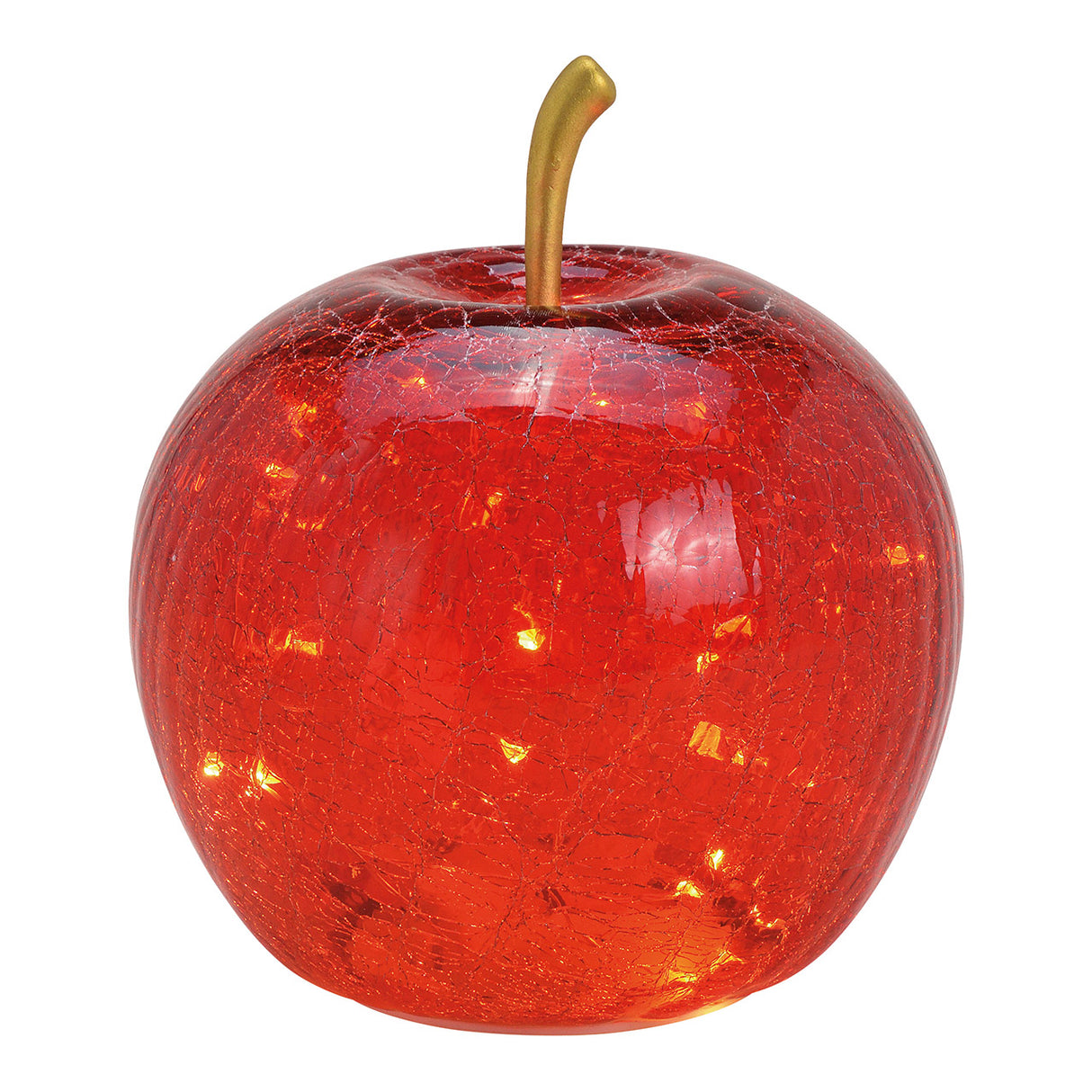 Dekoobjekt aus Glas, Rot, Apfel-Design mit 20 LED & Timer – Apfel | Wurm