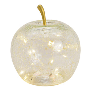 Dekoobjekt Apfel mit 20 LEDs transparentem Glas Timer-Funktion & stimmungsvollem Licht | Wurm