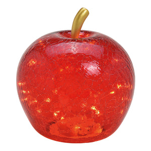 Dekoobjekt Apfel mit 30 LEDs, rotem Glas, Timer-Funktion & stimmungsvollem Licht | Wurm