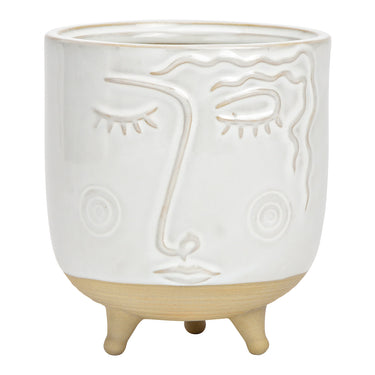 Vase Künstlerisches Gesicht-Design, Hochwertiges Porzellan in Weiß/Beige, Stilvoll & Dekorativ | Wurm