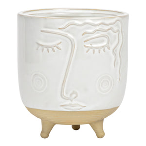 Vase Künstlerisches Gesicht-Design, Hochwertiges Porzellan in Weiß/Beige, Stilvoll & Dekorativ | Wurm