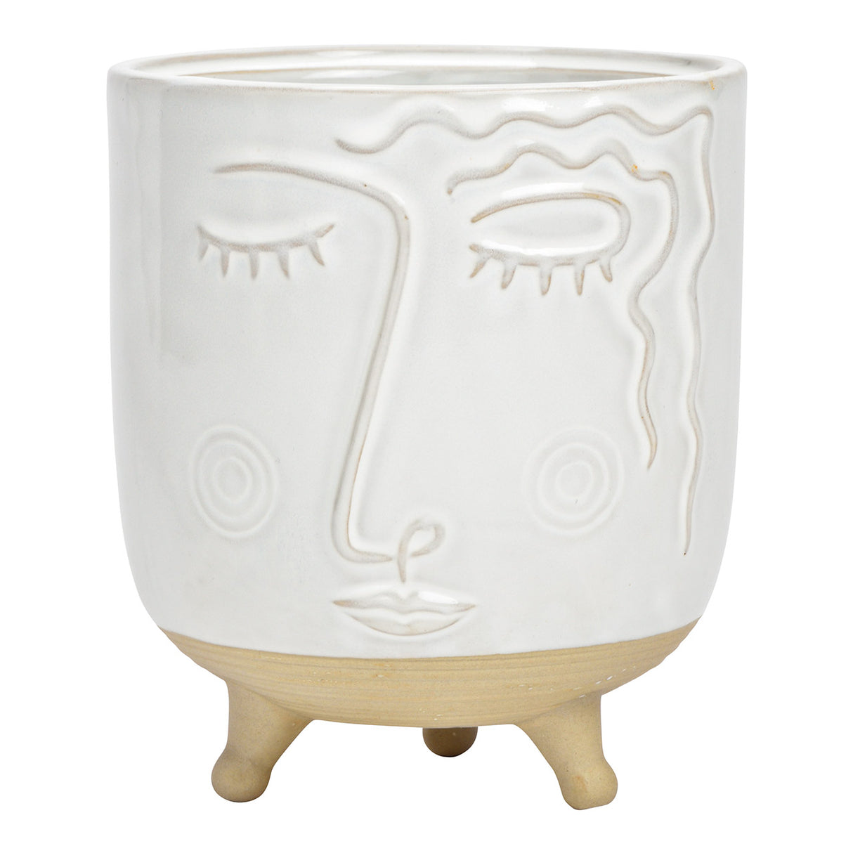 Vase Künstlerisches Gesicht-Design, Porzellan in Weiß/Beige, Moderner Minimalismus | Wurm