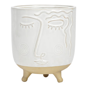 Vase Künstlerisches Gesicht-Design, Porzellan in Weiß/Beige, Moderner Minimalismus | Wurm