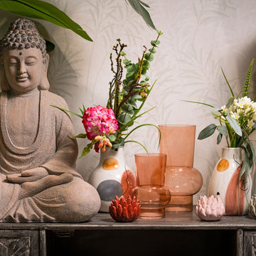 Decorative figurine made of magnesia with an antique brown finish, a serene Buddha depiction and a powerful sculptural presence | Wurm
