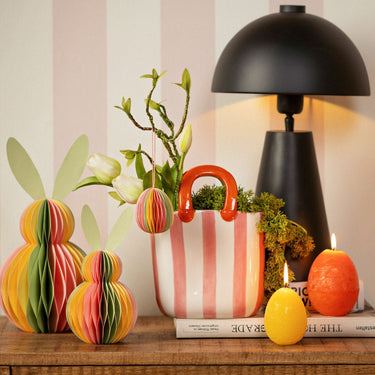 Vase Striped Handbag Design, Ceramic in Pink/Rose, Playful & Modern | Wurm