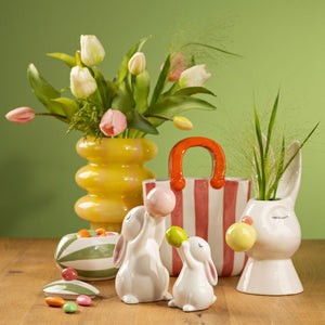 Vase Gestreiftes Handtaschen-Design, Keramik in Pink/Rosa, Verspielt & Modern | Wurm