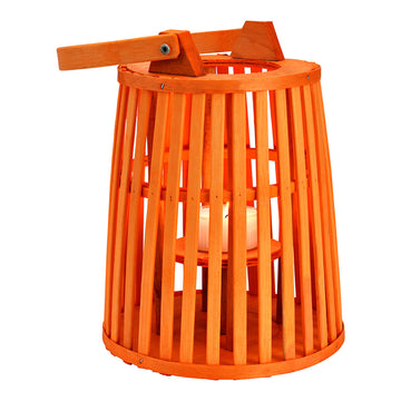 Wooden lantern with a sturdy carrying handle, warm coloring, and open design for LED candles | Worm