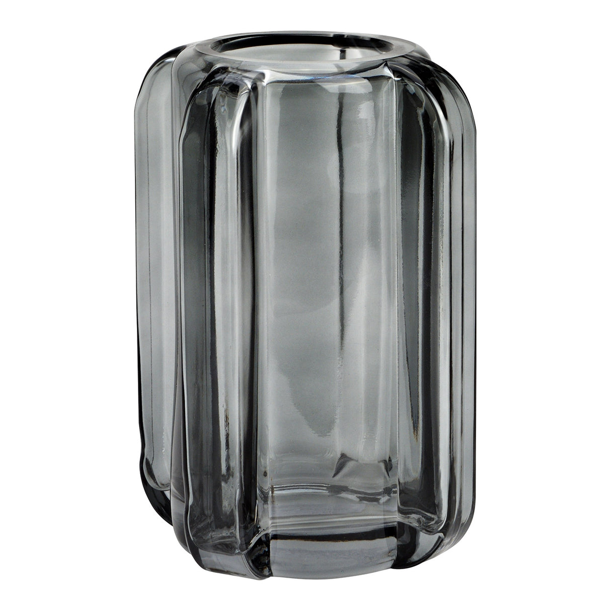 Vase aus grauem Glas mit minimalistischem Stil glatter Oberfläche & dekorativem Design | Wurm