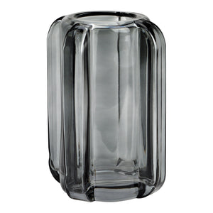Vase aus grauem Glas mit minimalistischem Stil glatter Oberfläche & dekorativem Design | Wurm