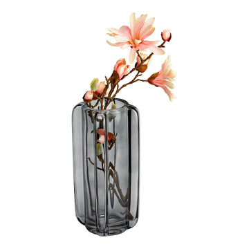Vase made of gray glass with a tall cylindrical shape, smooth surface & decorative style | Worm