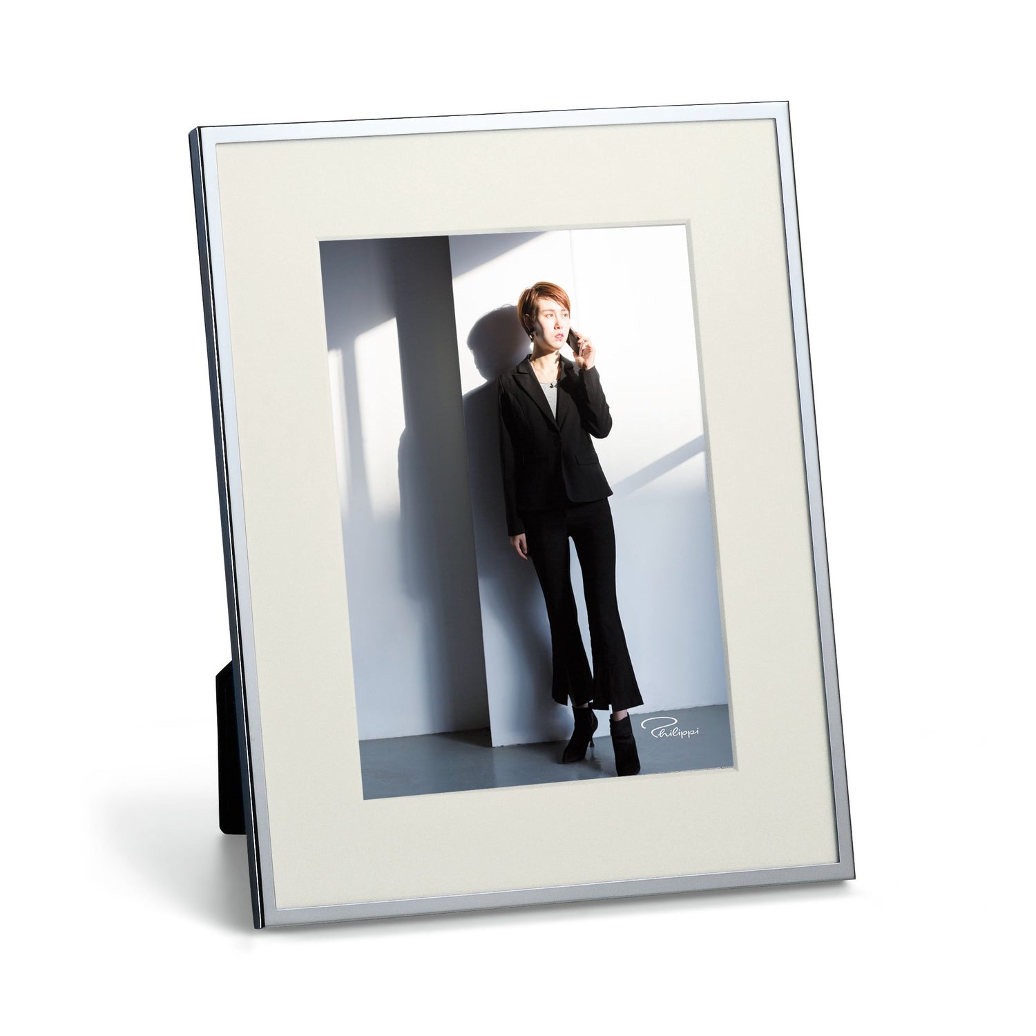 Photo frame Chrome-plated metal casing, Classic mat design, Slim elegant frame – Shadow | Philippi