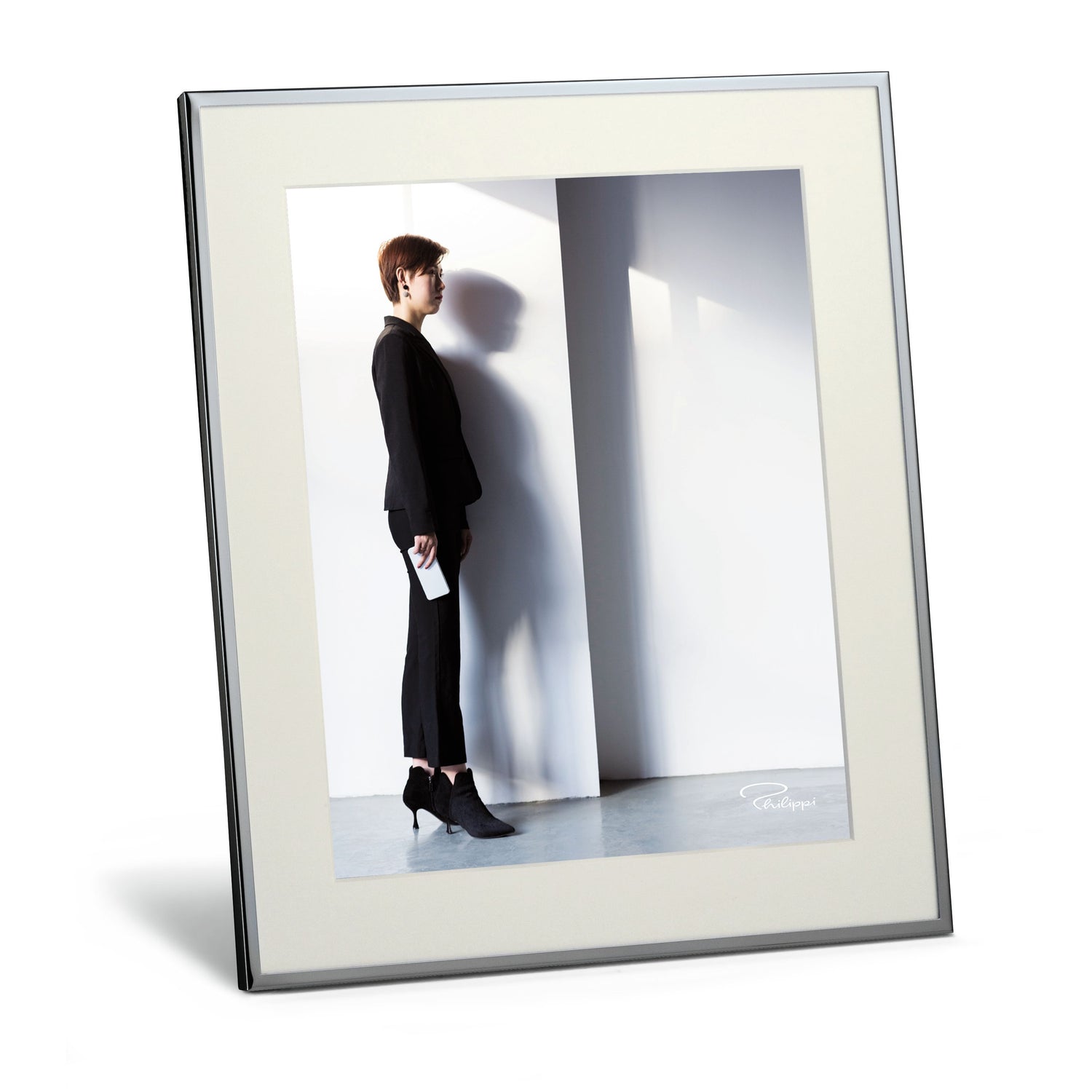 Photo frame Chrome-plated metal casing, Classic mat design, Slim elegant frame – Shadow | Philippi