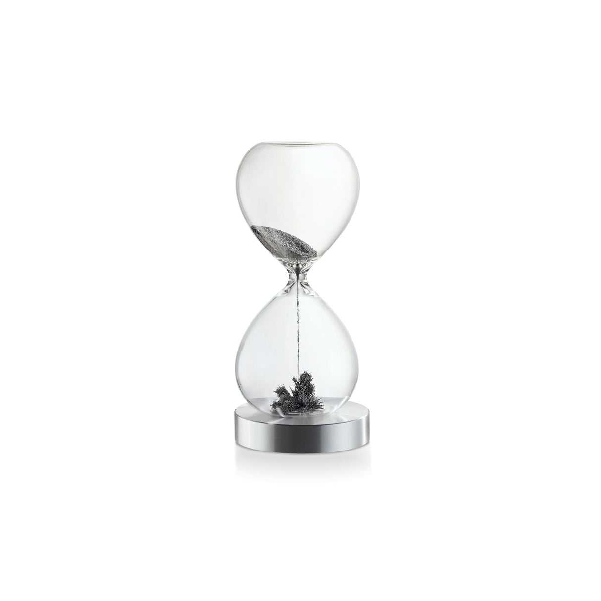 Sanduhr Magnetischer Ferritsand-Effekt, Silberner Sockel mit Formenbildung, Entspannungs-Timer Design – Lala | Philippi