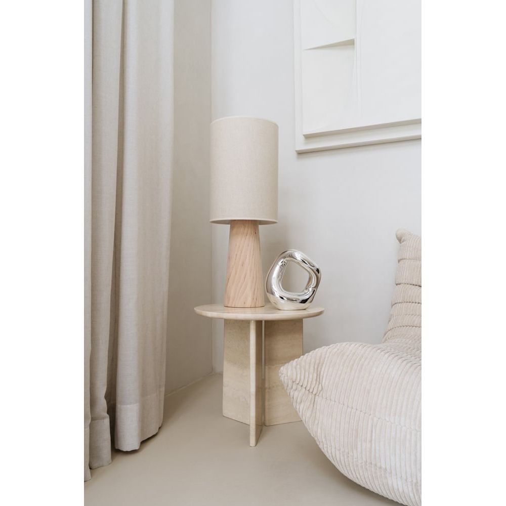 Beistelltisch – Travertinmarmor, Handgefertigte Verarbeitung, Polierte Oberfläche, Abgerundete Details – Jade | Studio Femme Home