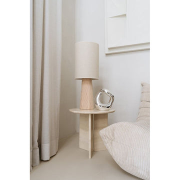 Beistelltisch – Travertinmarmor, Handgefertigte Verarbeitung, Polierte Oberfläche, Abgerundete Details – Jade | Studio Femme Home