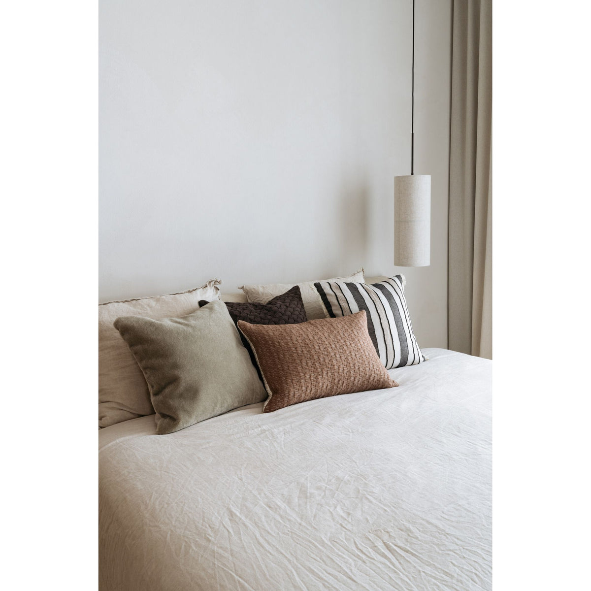 Kissenbezug – Bio-Baumwolle, Gewebtes Streifendesign, Naturfarbe - Holly | Studio Femme Home