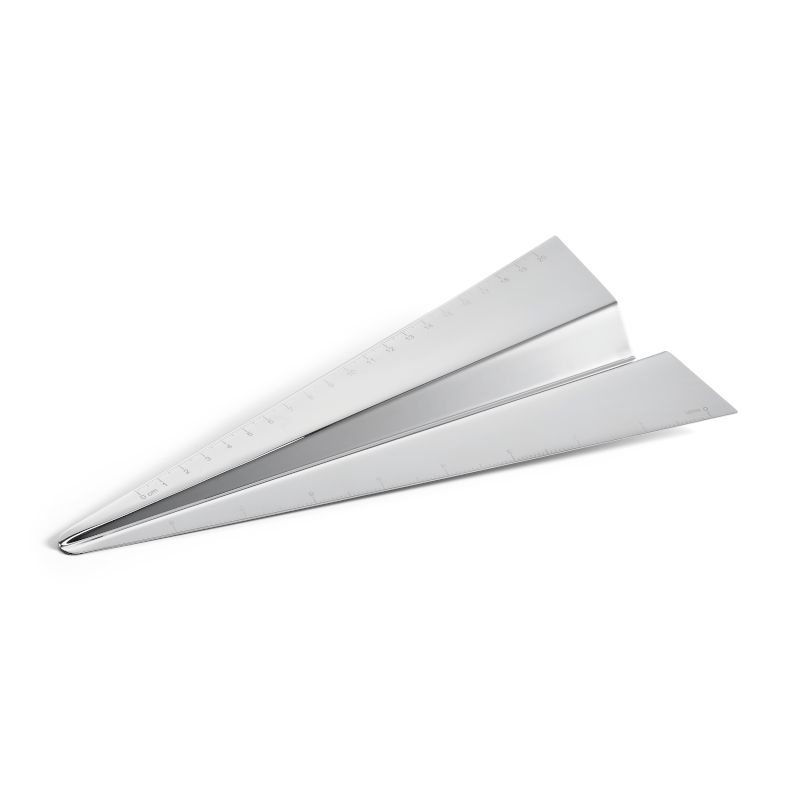 Lineal Poliertes Edelstahl-Flugzeugdesign, Doppelte Zoll- & Zentimeter-Messflügel, Integrierte Stiftablage – Airplane | Philippi