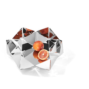 Bowl made of highly polished stainless steel with an origami-inspired lotus design – Lotus | Philippi