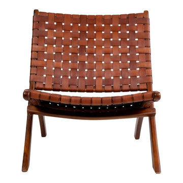Folding Chair – Brown Leather, Teak Frame, Scandinavian Design – Perugia | House Nordic