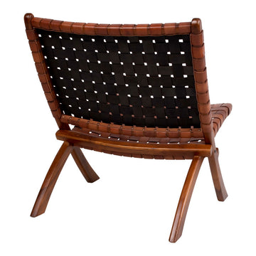 Folding Chair – Brown Leather, Teak Frame, Scandinavian Design – Perugia | House Nordic