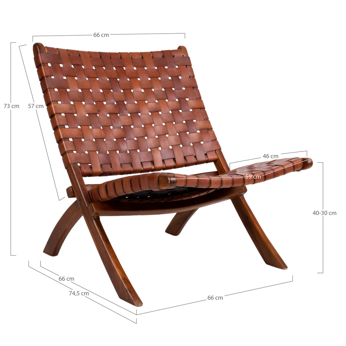 Klappstuhl – Ledergeflecht, Teakholz, Braun - Perugia | House Nordic