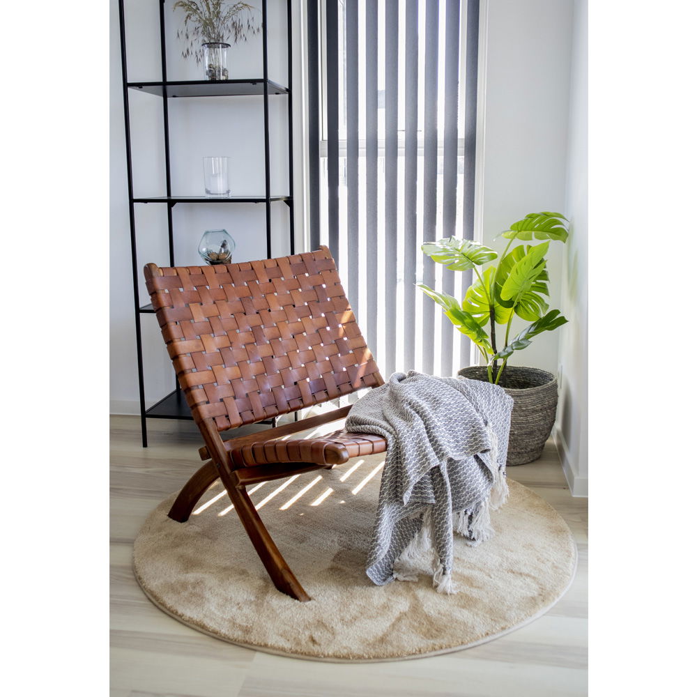 Klappstuhl – Ledergeflecht, Teakholz, Braun - Perugia | House Nordic