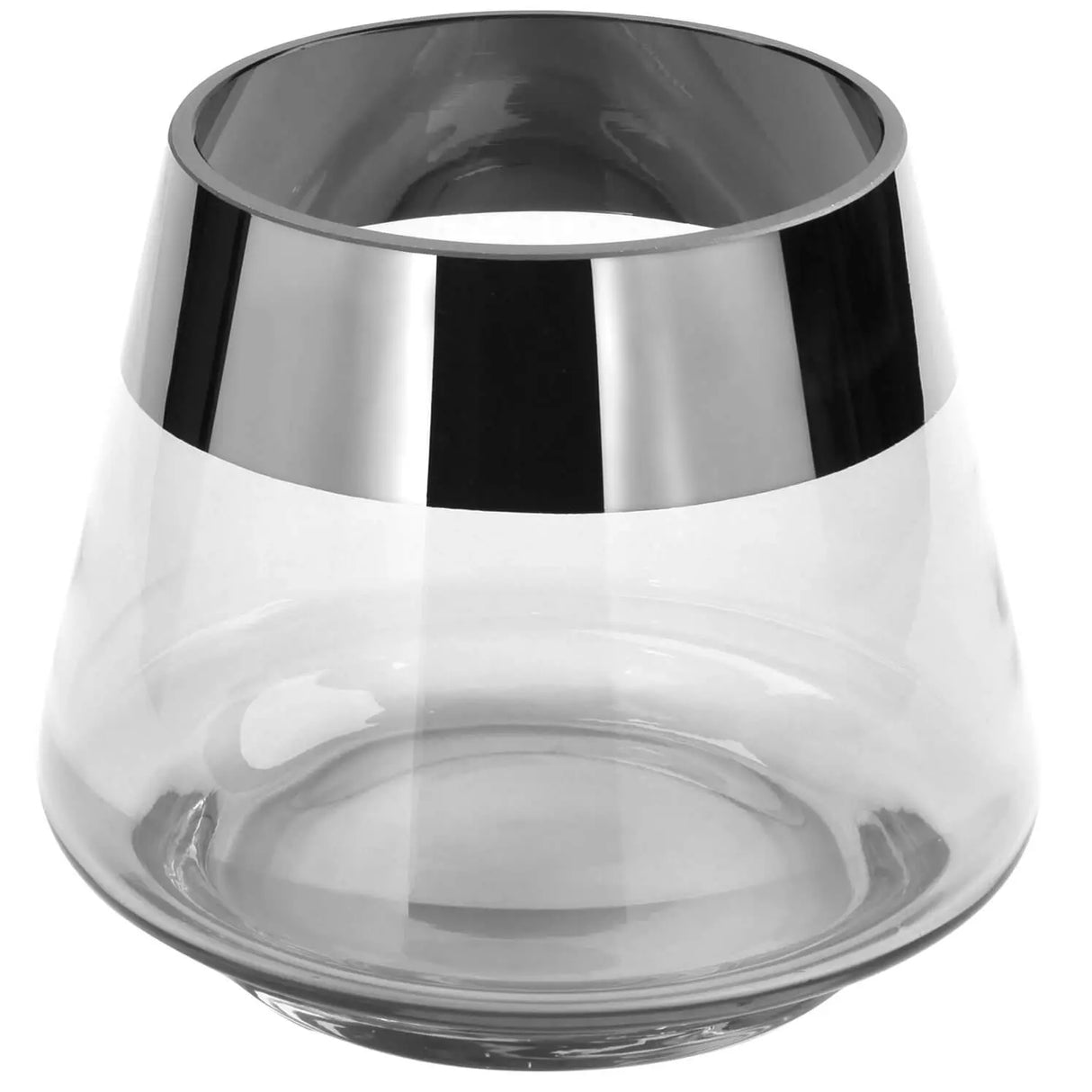 Teelichthalter – Mundgeblasenes Glas, Silberfarbener Rand, Stimmungsvolles Design - Jona | Fink Living