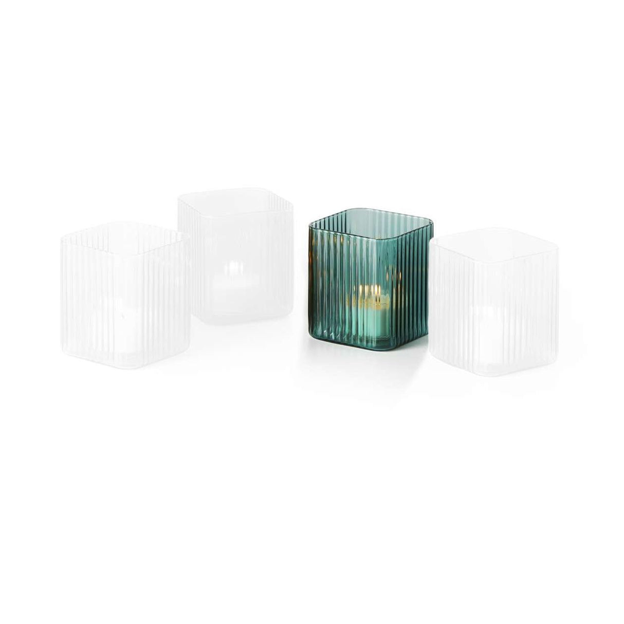Teelichthalter geriffeltes, durchgefärbtes Glas Lichtreflexion minimalistisches Design – Nouveau | Philippi