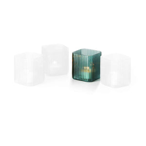 Teelichthalter geriffeltes, durchgefärbtes Glas Lichtreflexion minimalistisches Design – Nouveau | Philippi