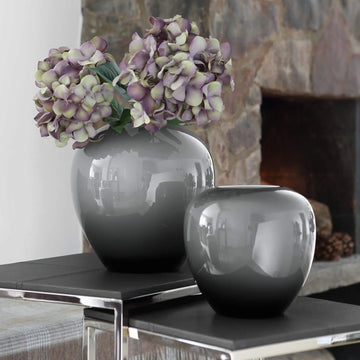 Vase – Vernickeltes Eisen, Gehämmerte Oberfläche, Zeitlose Form - Losone | Fink Living