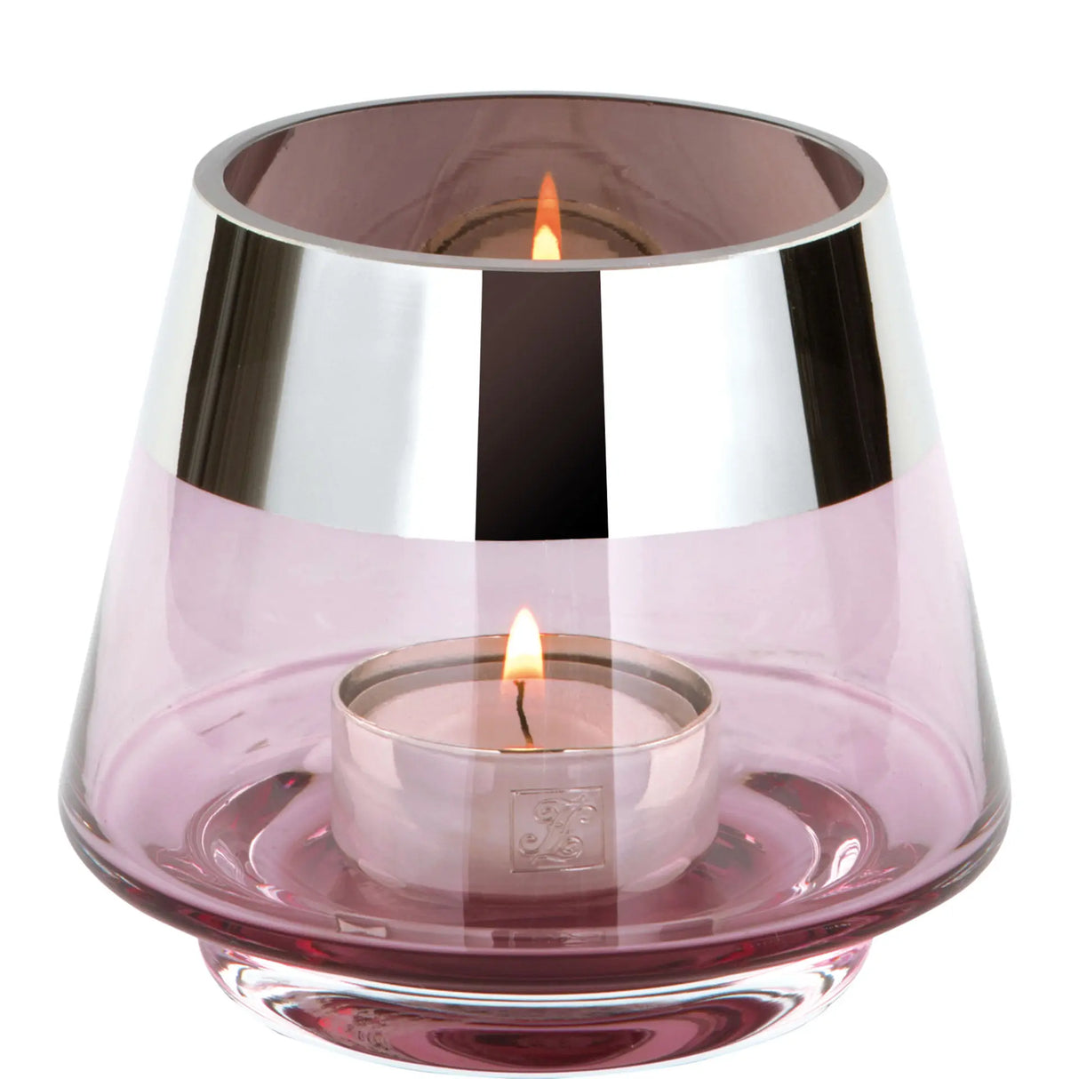 Teelichthalter – Mundgeblasenes Glas, Silberfarbener Rand, Stimmungsvolles Design - Jona | Fink Living
