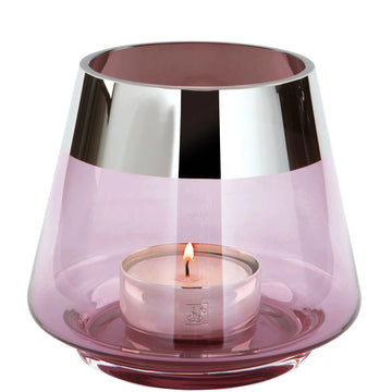 Teelichthalter – Mundgeblasenes Glas, Silberfarbener Rand, Stimmungsvolles Design - Jona | Fink Living