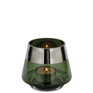 Teelichthalter – Mundgeblasenes Glas, Silberfarbener Rand, Stimmungsvolles Design - Jona | Fink Living