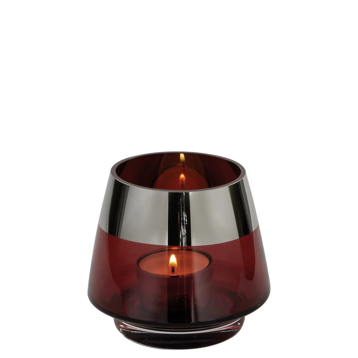 Teelichthalter – Mundgeblasenes Glas, Silberfarbener Rand, Stimmungsvolles Design - Jona | Fink Living