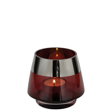 Teelichthalter – Mundgeblasenes Glas, Silberfarbener Rand, Stimmungsvolles Design - Jona | Fink Living