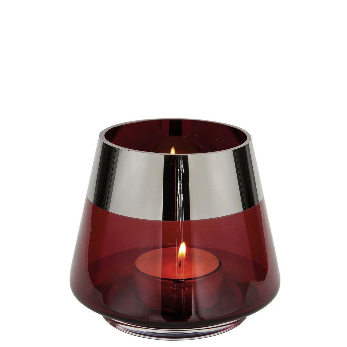 Teelichthalter – Mundgeblasenes Glas, Silberfarbener Rand, Stimmungsvolles Design - Jona | Fink Living