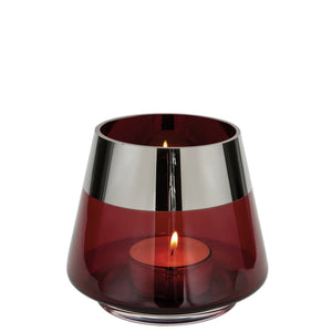 Teelichthalter – Mundgeblasenes Glas, Silberfarbener Rand, Stimmungsvolles Design - Jona | Fink Living