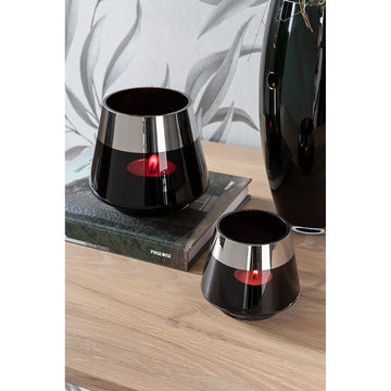 Teelichthalter – Mundgeblasenes Glas, Silberfarbener Rand, Stimmungsvolles Design - Jona | Fink Living