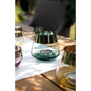 Teelichthalter – Mundgeblasenes Glas, Silberfarbener Rand, Stimmungsvolles Design - Jona | Fink Living