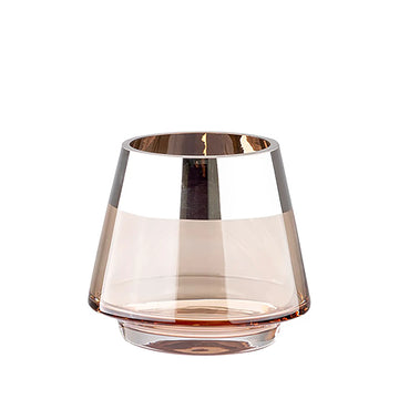 Teelichthalter – Mundgeblasenes Glas, Silberfarbener Rand, Stimmungsvolles Design - Jona | Fink Living