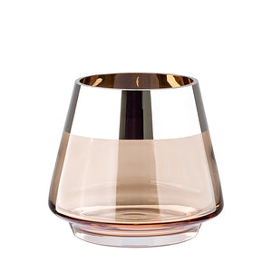 Teelichthalter – Mundgeblasenes Glas, Silberfarbener Rand, Stimmungsvolles Design - Jona | Fink Living