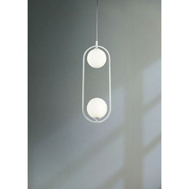 Pendelleuchte mit weißem Metallrahmen und satinierten Glasschirmen im modernen Design – Ring | Maytoni - Esszett Luxury | Stilvolles Wohnen mit Charakter