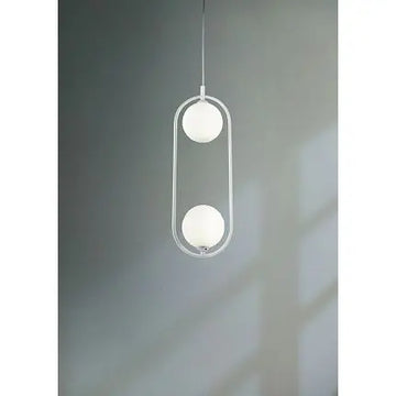 Pendant lamp with white metal frame and frosted glass shades in a modern design – Ring | Maytoni