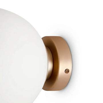 Wall Lamp Matte Gold, Metal Frame, Matte White Glass Sphere Shade – Basic form | Maytoni