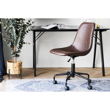 Office Swivel Chair - PU Leather Cover, Swivel, Black Legs - Monaco | House Nordic